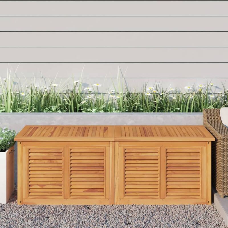 vidaXL Patio Storage Box Outdoor Cushion Storage with Bag Solid Wood Teak - 59.1" x 19.7" x 21.7"