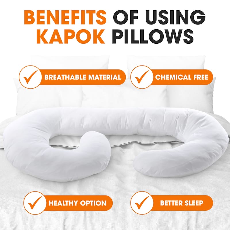 Cheer Collection J-Shape Kapok Pregnancy Body Pillow with Washable Cover