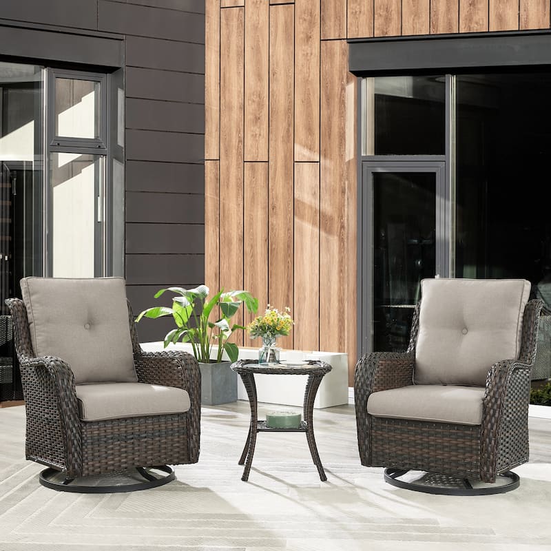 Gymojoy Patio Outdoor Rocking Chair Swivel Lounge Chair - Brown - Beige