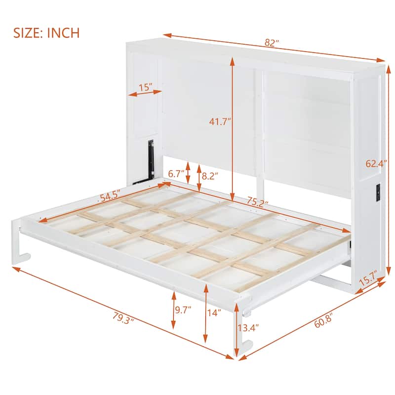 Full Size Murphy Wall Bed with Rattan Design and Easy Fold Mechanism - Space-Saving for Small Rooms