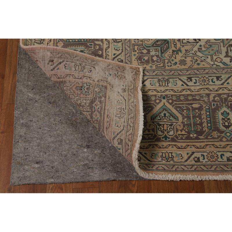 Tabriz Persian Vintage Area Rug Hand-Knotted Peach Wool Carpet - 8'4" x 11'3"