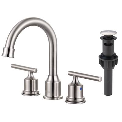 WOWOW 8 in. Widespread Double-Handle Bathroom Faucet with Drain Kit