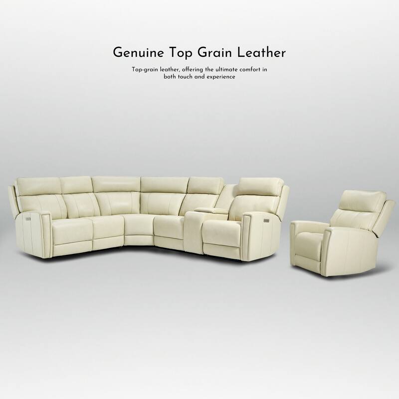 104" W 6 Seater Genuine Leather Power Sectional Sofa and Recliner Set with Dual Power, Zero Gravity, 1 Power Armlesschair