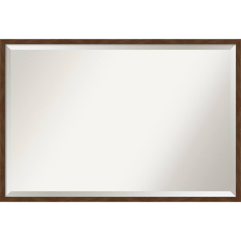 Beveled Wood Bathroom Wall Mirror - Carlisle Brown Narrow Frame - Carlisle Brown Narrow