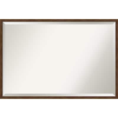 Beveled Wood Bathroom Wall Mirror - Carlisle Brown Narrow Frame - Carlisle Brown Narrow