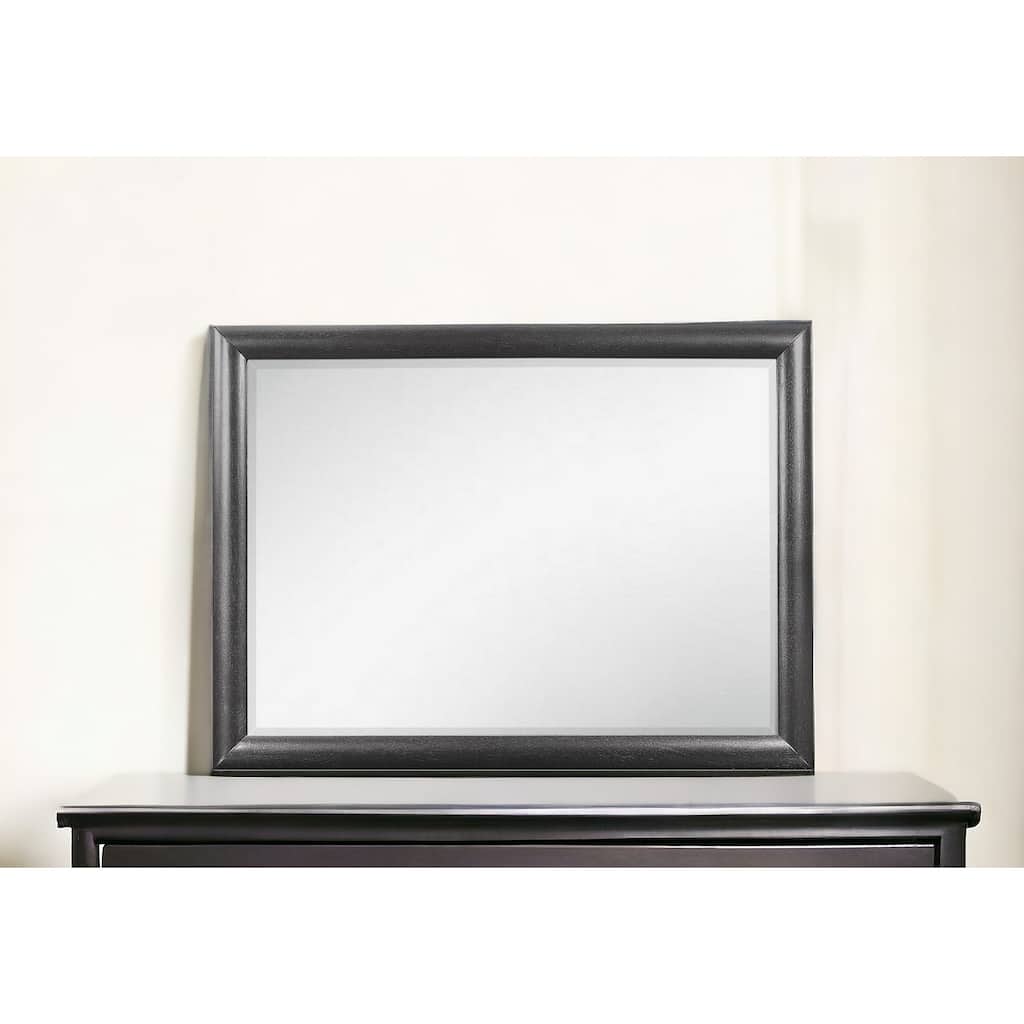HomeRoots 35" Dark Gray Wood Framed Mounted Dresser Mirror