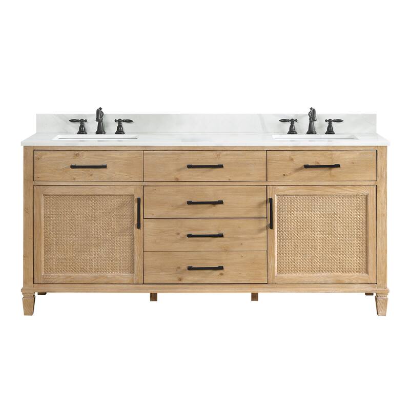Altair Solana Bath Vanity with Calacatta White Quartz Stone Countertop without Mirror