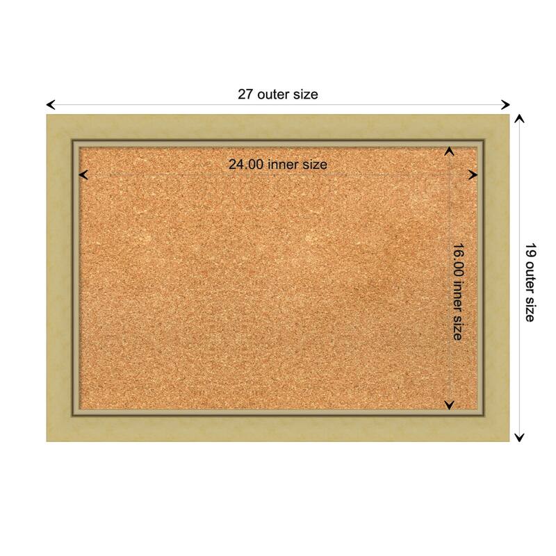 Landon Gold Narrow Framed Natural Corkboard Bulletin Board - Board Size 24x16