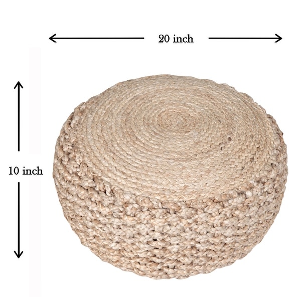 LR Home Basket Weave Hemp Natural Jute Pouf Ottoman