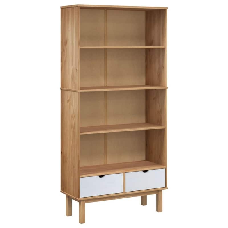 vidaXL Bookshelf Storage Cabinet Shelf for Home Office OTTA Solid Wood Pine - 34.6" x 13.8" x 70.9"