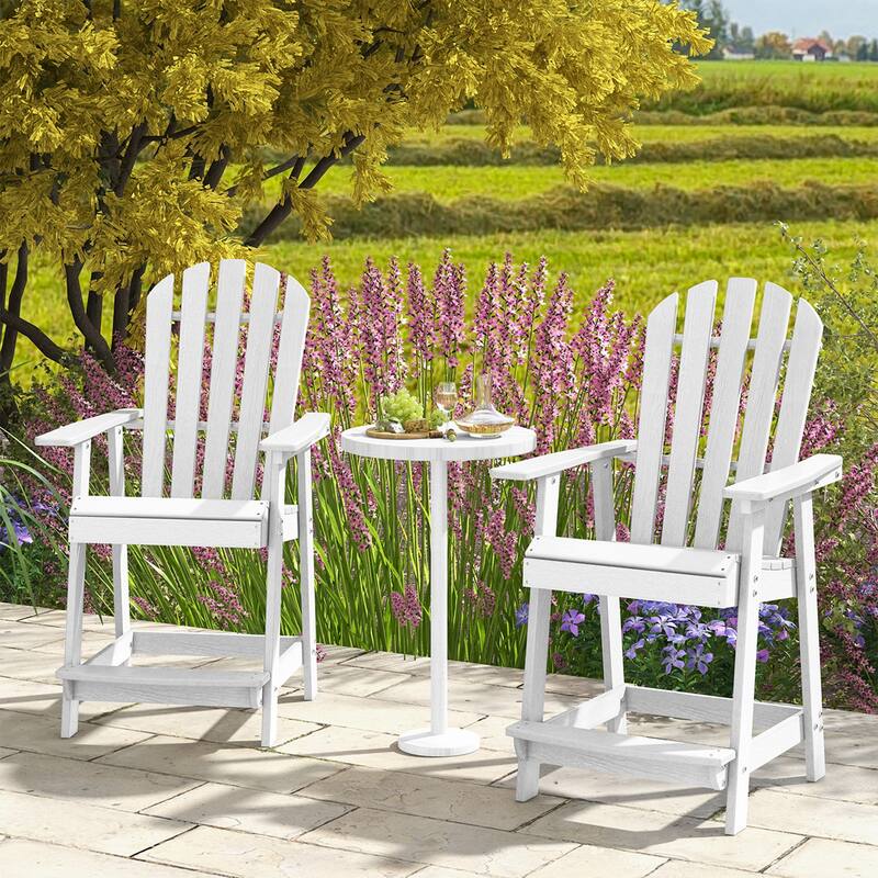 Costway 1/2/4 PCS Tall Bar Stool HDPE Patio Chair with Armrest