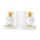 preview thumbnail 3 of 4, Arcilla Elemental - Clear Crystal Apple Fruit Decorative Bookends with Gold Leaves (Set of 2)