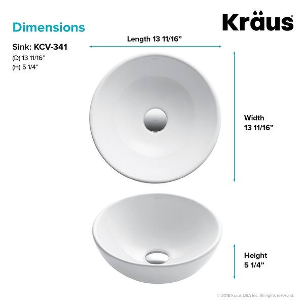 Shop Kraus Elavo 13 4 5 Inch Round Porcelain Ceramic Vessel Bathroom Sink Overstock 10482045