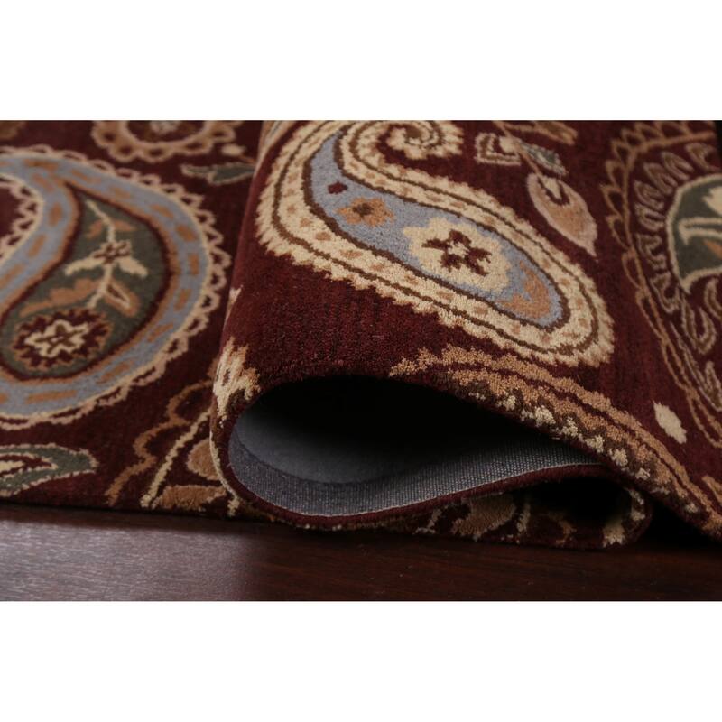 Floral Paisley Oriental Red Wool Area Rug Hand-tufted Office Carpet - 5'0" x 8'0"