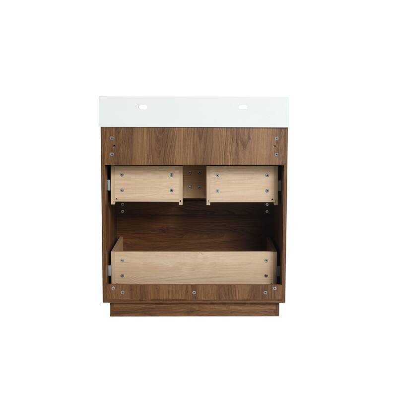 30 in. W x 18 in. D x 35 in. H Single Sink Freestanding Bath Vanity with White Resin Top
