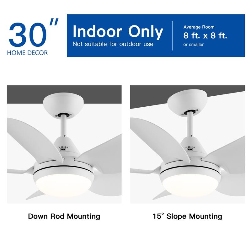 Modern 30-in.Integrated LED Ceiling Fan With Matte White Blades - 30 INCHES