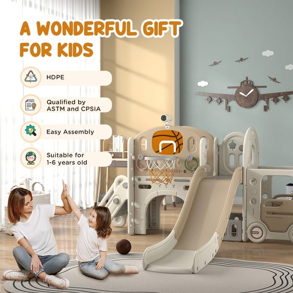 Qaba 2 In 1 Toddler Slide For Indoors, Toy For Toddler, Easy Set Up