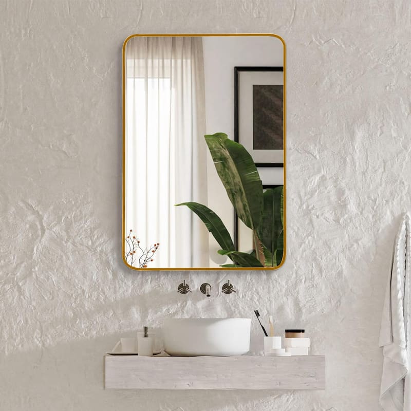 Bathroom Mirror for Over Sink Wall Mirror Metal Frame Rounded Rectangular Vanity Mirrors for Bedroom Living Room Entryway Decor