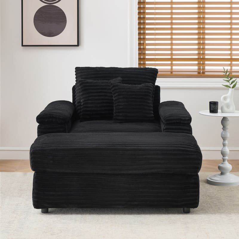 Corduroy Single Sofa+Ottoman, Cup Seats and No Cup Seats