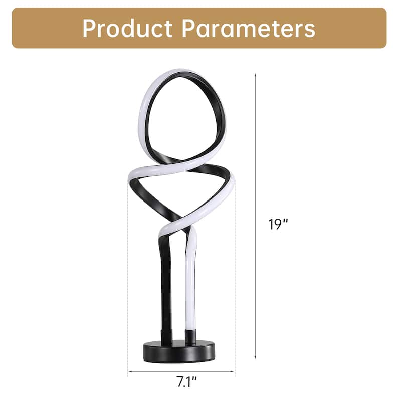 Sofuco LED Spiral Table Lamp Modern Dimming Brightness Beside Desk Light Bedroom - 19" * 7.7" * 7.1"
