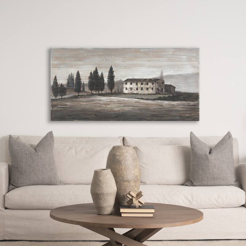 Mercana "Tuscan Cypress" (60 x 36) Hand-Made Solid Wood Oil Painting - 60.0L x 1.5W x 30.0H