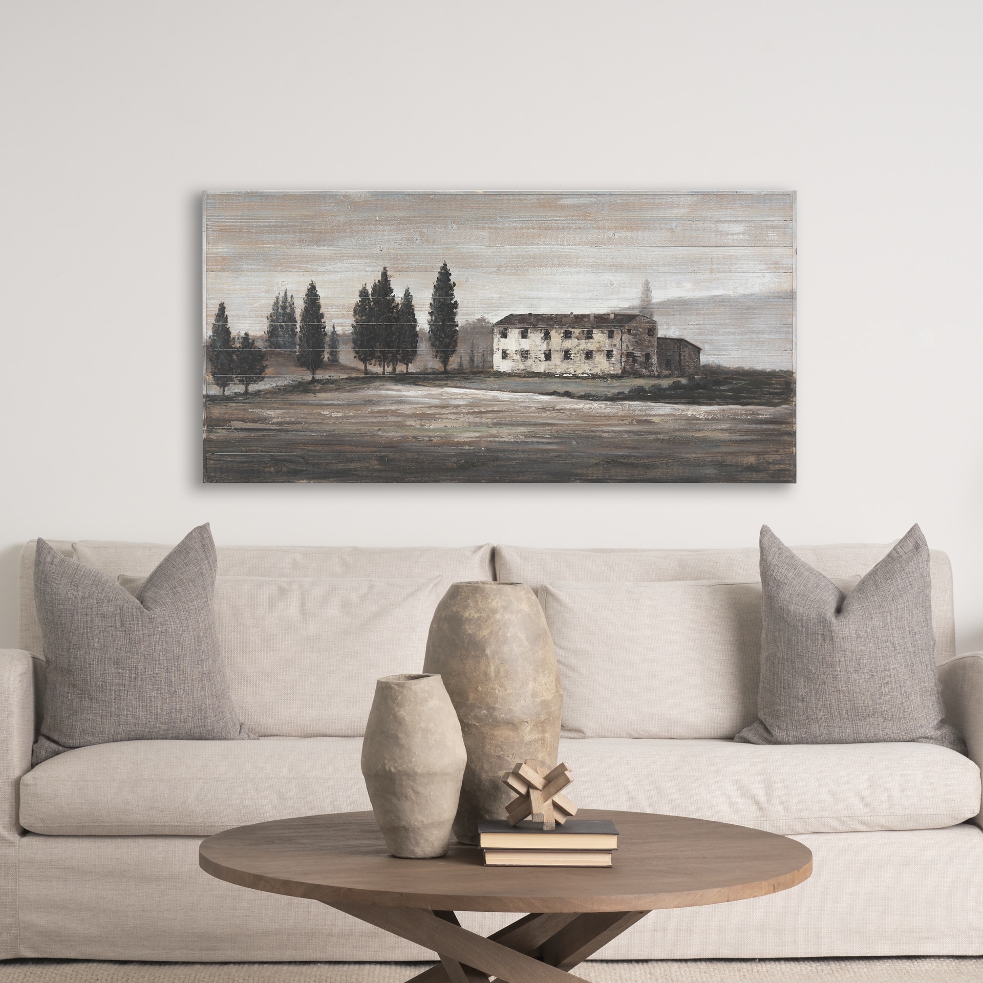 Mercana "Tuscan Cypress" (60 x 36) Hand-Made Solid Wood Oil Painting