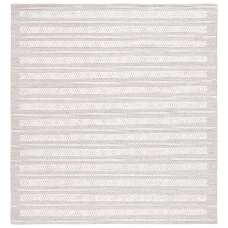 SAFAVIEH Handmade Kilim Chuan Farmhouse Stripe Rug - 6' Square - Grey/Ivory