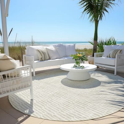 Machine Washable Indoor/ Outdoor Chantille Stripe Blocks Rug