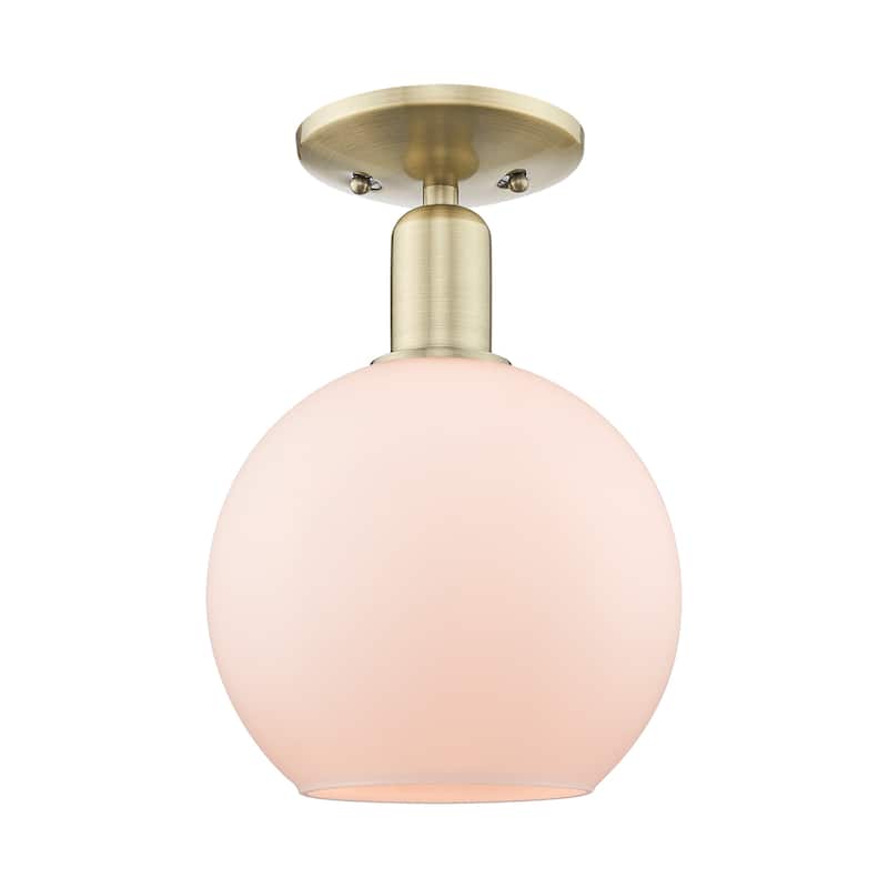 Innovations Lighting 716-1C-12-8 Athens Semi-Flush Athens 8" Wide - Antique Brass / Matte White