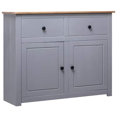 vidaXL Sideboard 2-Drawer Cupboard Sideboard Buffet Cabinet Solid Pinewood - 36.6" x 15.7" x 31.5"