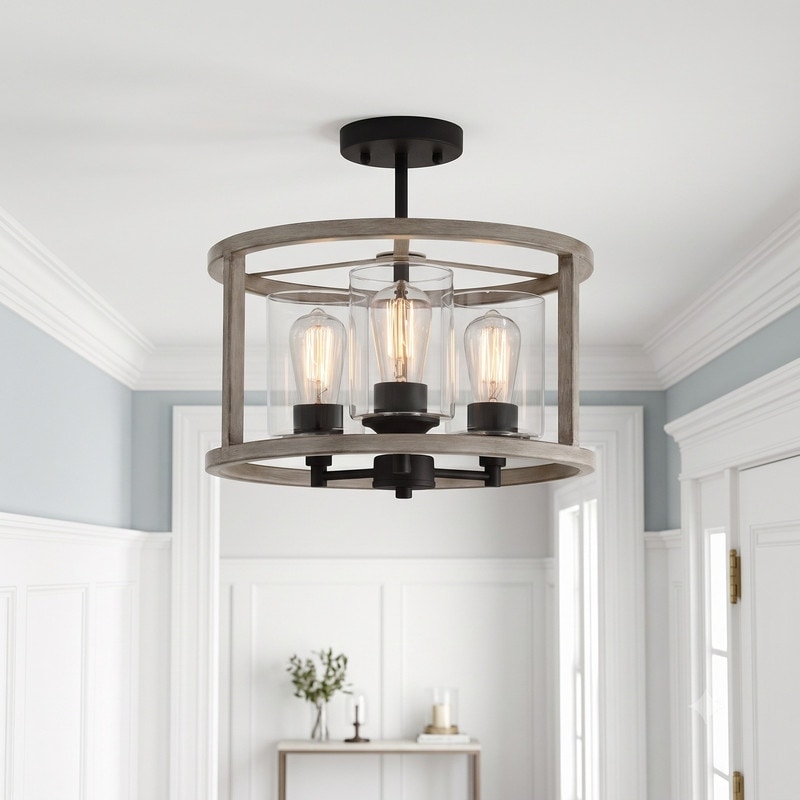 Acroma 3-light Modern Farmhouse Semi-Flush Mount Ceiling Lights with UL Certified - 15''