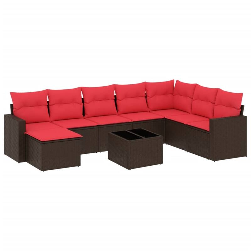 vidaXL Patio Sofa Set with Cushions Outdoor Conversation Furniture Poly Rattan - 25.8" x 24.4" x 27.2"