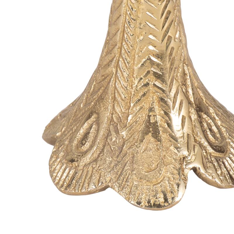 Metal Peacock Taper Candle Holder Home Decor - Gold, 10 in. - 9.75"