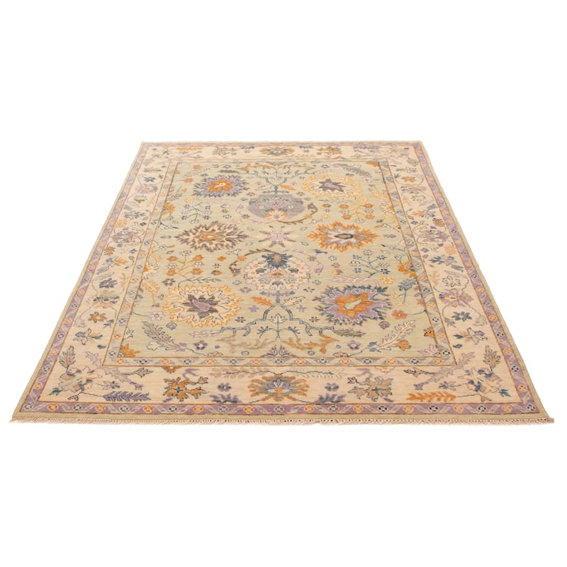 ECARPETGALLERY Hand-knotted Modern Oushak Light Green Wool Rug - 7' 9" x 10' 3"