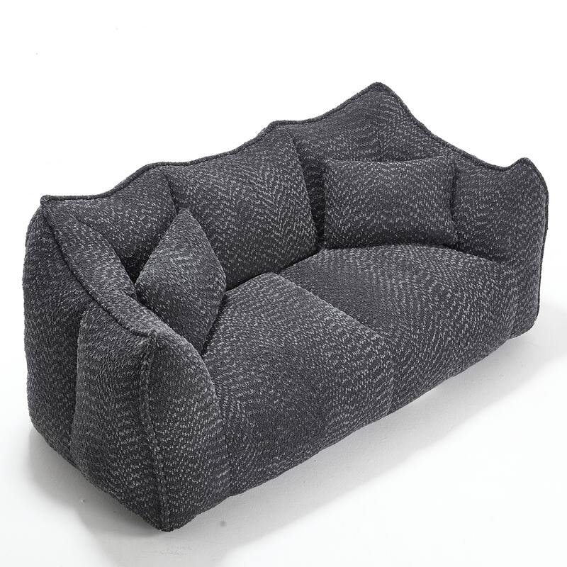 73.2" Chenille Oversized Beanbag Sofa Chair with High-Resilience Foam, Armrests and Handles