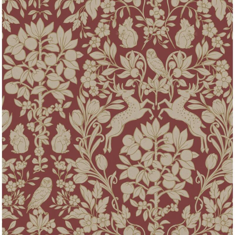 Brewster Richmond Maroon Floral Wallpaper