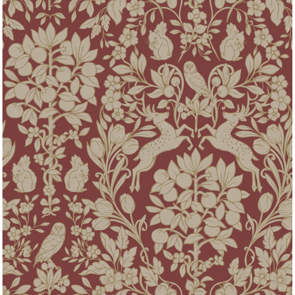 Brewster Richmond Maroon Floral Wallpaper