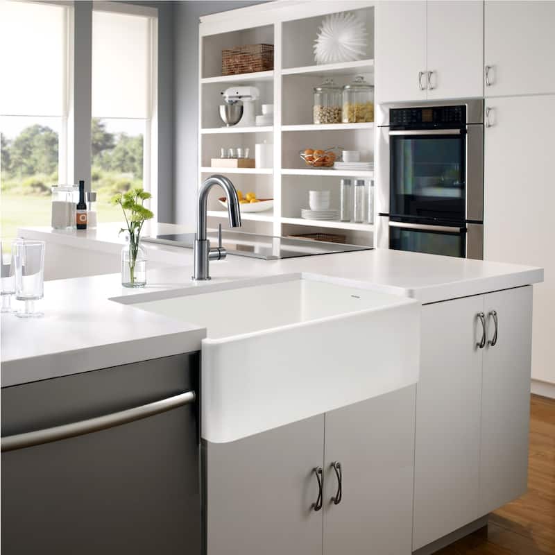Houzer PTG-4300-C Platus 33" Farmhouse Single Basin Fireclay Kitchen