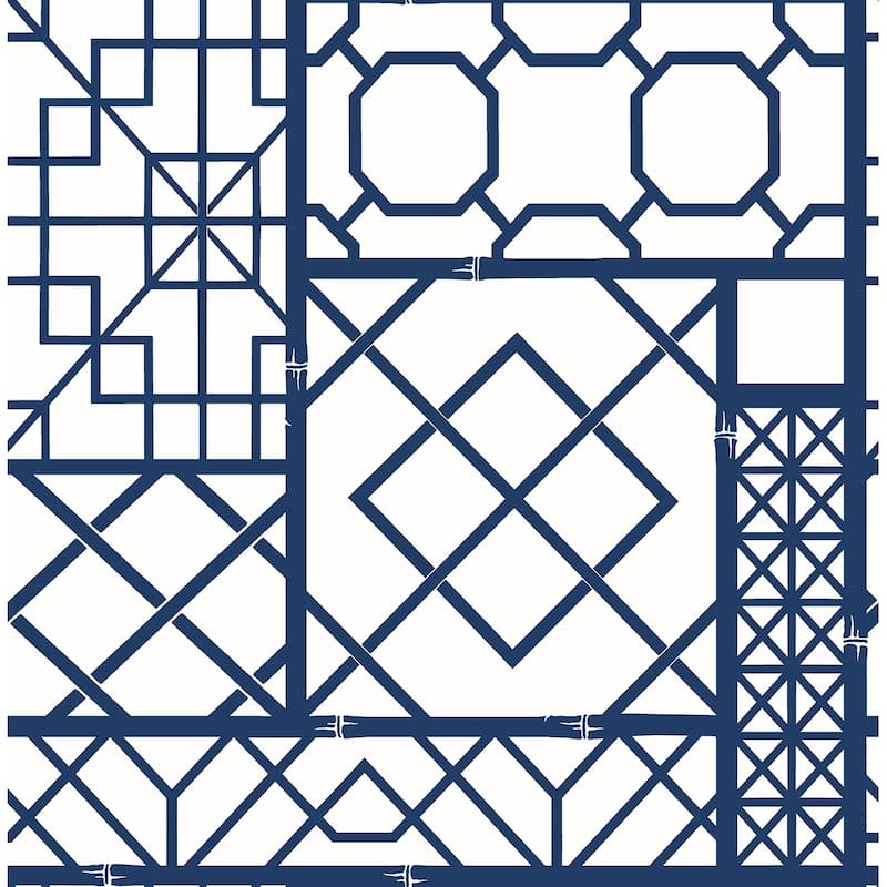 NextWall Garden Trellis Peel and Stick Wallpaper - 20.5 in. W x 18 ft. L - Navy Blue