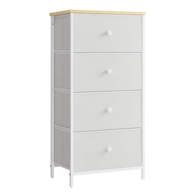 Dresser for Bedroom, Fabric Dresser with 4 Drawers - White