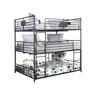 Metal Full Over Full Over Full Triple Bunk Bed in Antique Black ...