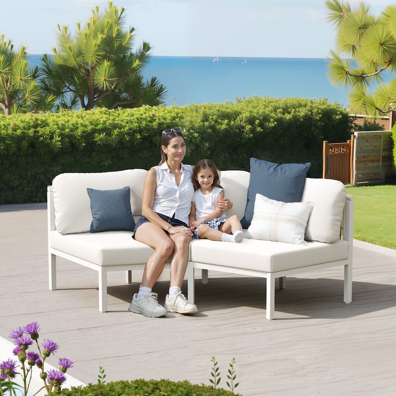 Outdoor Patio Furniture PE Rattan Wicker Half Round Curved Sofa Sectional Set