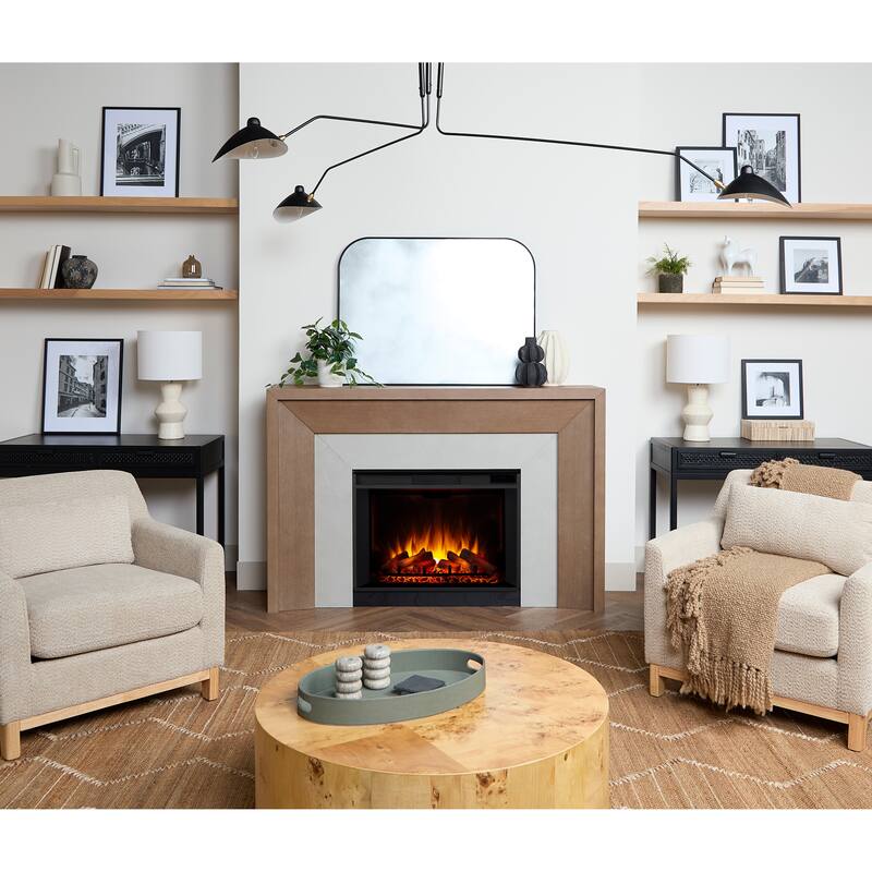 Brooks Grand Electric Fireplace by Real Flame - Classic White Oak