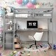 preview thumbnail 1 of 34, Full Size Loft Bed with Desk and Shelves, 2 Built-in Drawers, Gray Grey