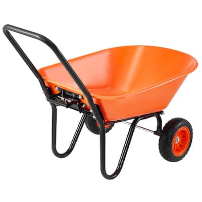 Orange Dual-Wheel Garden Cart 397lbs Dump Wheelbarrow PU Tire 10" - 36.22 x 24.8 x 10.24 in