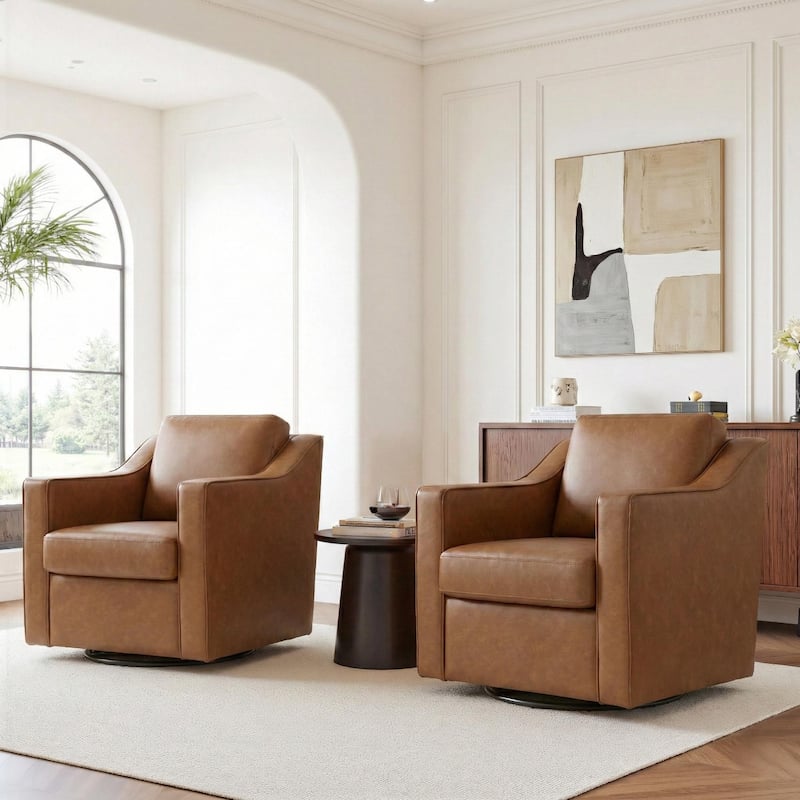 Modern Swivel Upholstered Armchair Accent chair Set of 2