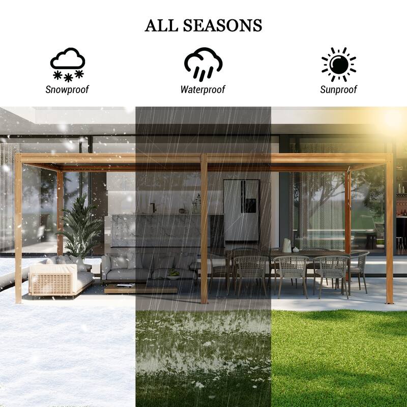 Louvered Pergola 10X20FT, Aluminum Pergola with Adjustable Roof