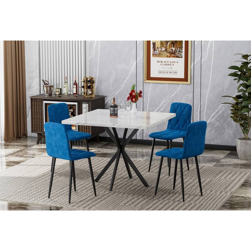 Square Dining Table, Mid Century Modern Square Dining Table for 4-6 Person, Coffee Table for Kitchen Dining Room, Office - White