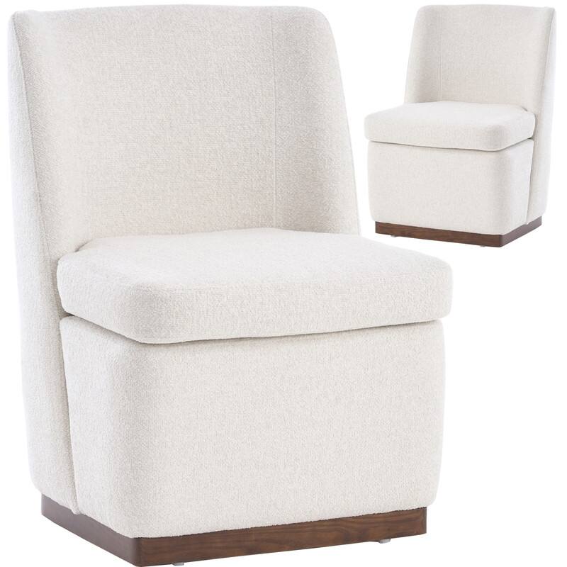 Modern Accent Chair Set of 2, Armless Chairs for Dining Room, Living Room, Bedroom - Beige