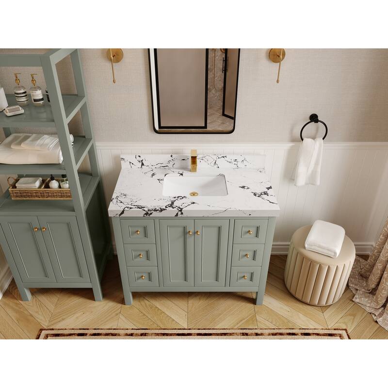 Willow Collections 42 in. W x 22 in. D Nashville Single Sink Bathroom Vanity with Countertop - 2"Viola Night - Ivory